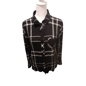 Rails Womens Hunter Black Sterling Plaid Soft Flannel Top Size S